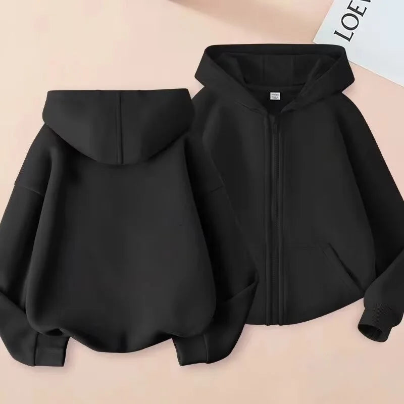 New Solid Color Children's Fashion Kids Boy Hoodies Zip Up Spring Autumn Girls Casual Zipper Sweatshirt Kids Hoodies Sweatshirt