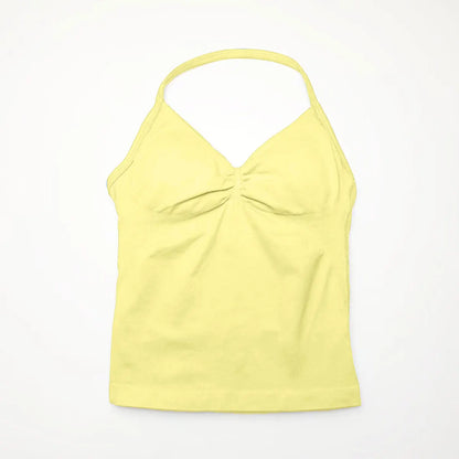 NCLAGEN Seamless Longline Strappy Top Sports Yoga Vest Women Fitness Tank Top Gym Beautiful Open Back Bra Running Workout Halter