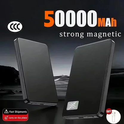 Lenovo Ultra-thin 500000mAh Mobile Power Bank For iPhone Xiaomi For MagSafe Magnetic Wireless Fast Charge Portable LED Display