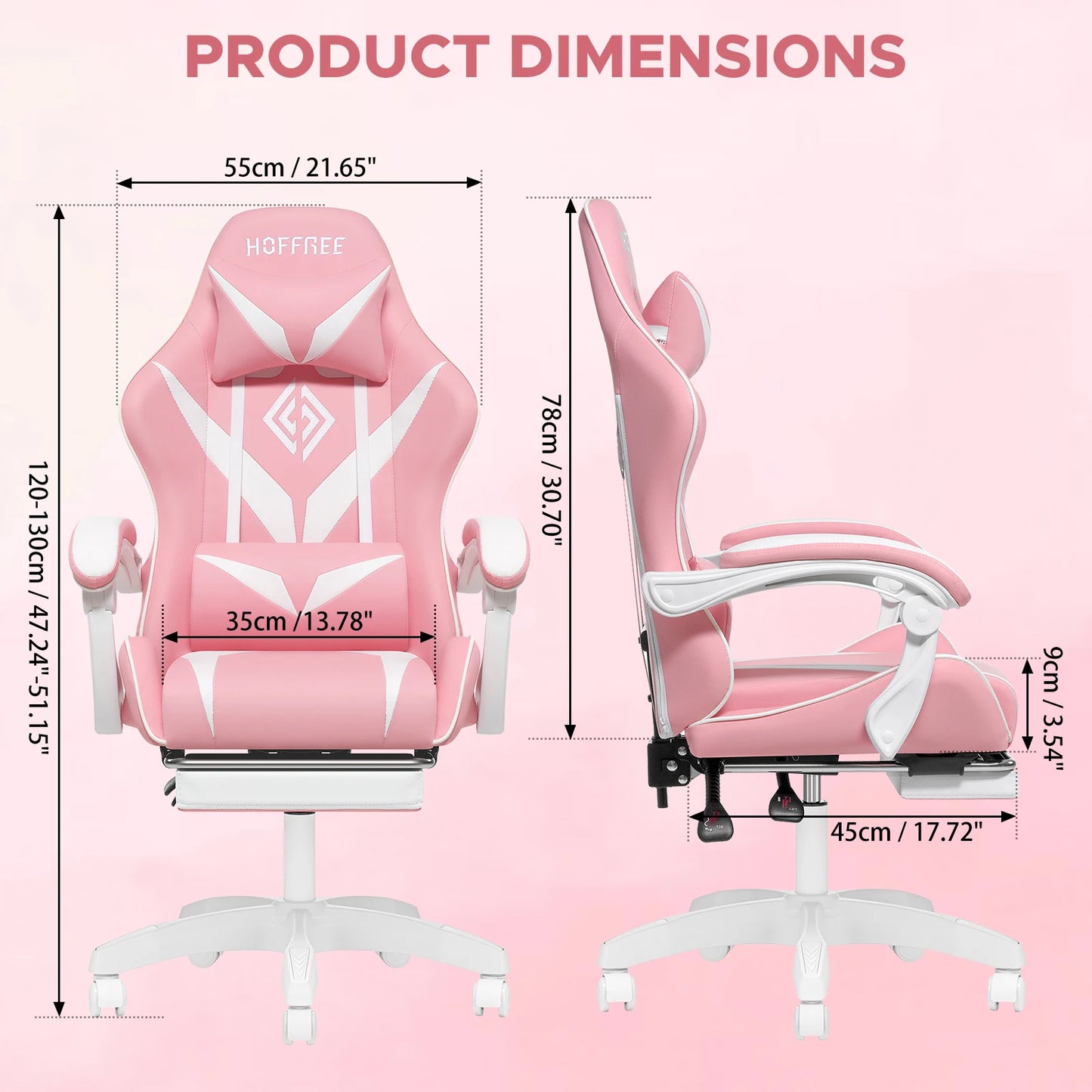 200Lbs Load Gaming Chair with Massage Ergonomic Computer Chair Footrest and Lumbar Support Reclining PC Chair Adjust Armrest