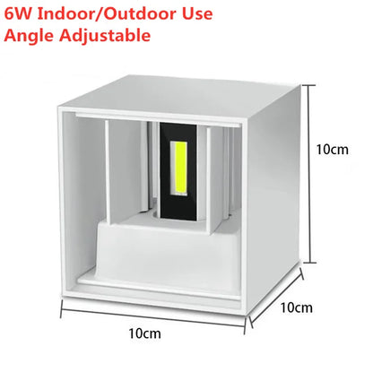 IP65 LED Kubvägglampa 6W/12W – Justerbar Vinkel, Inne & Ute, Aluminium, Varm/Kall/4000K