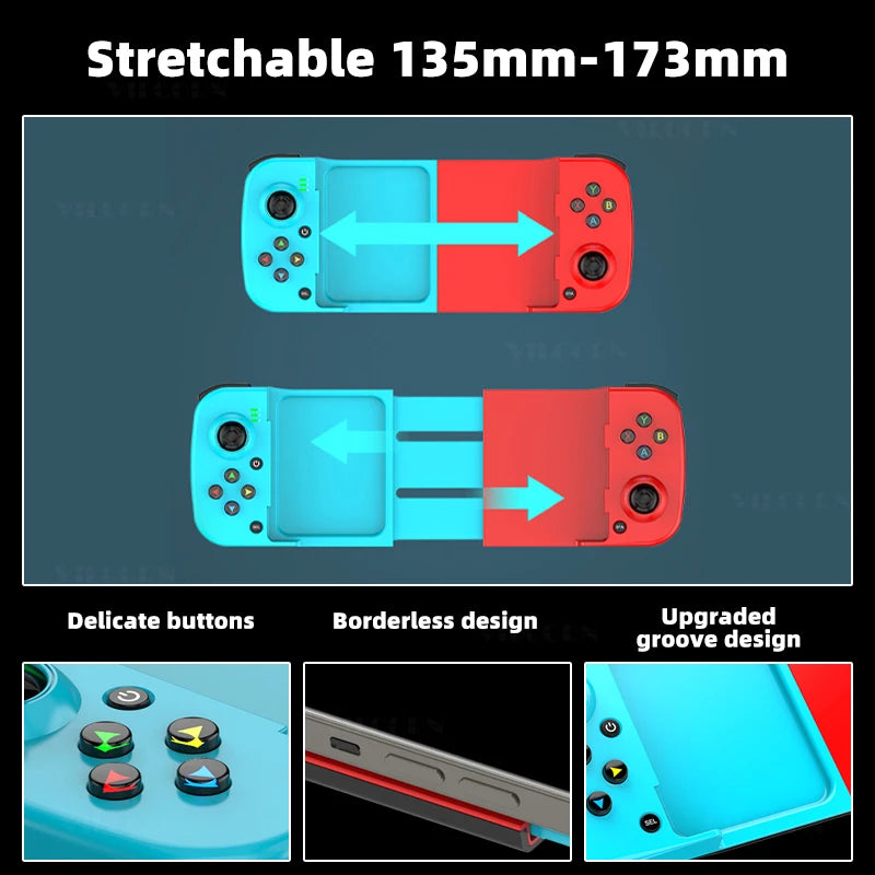 D3 Mobile Gamepad Wireless Game Controller for Cell Phone for iphone/Samsung/Android/Switch Stretching Joystick with Turbo Macro