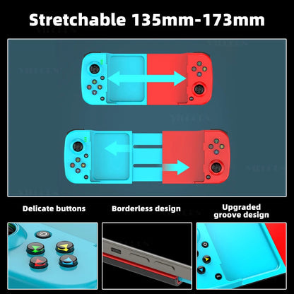 D3 Mobile Gamepad Wireless Game Controller for Cell Phone for iphone/Samsung/Android/Switch Stretching Joystick with Turbo Macro
