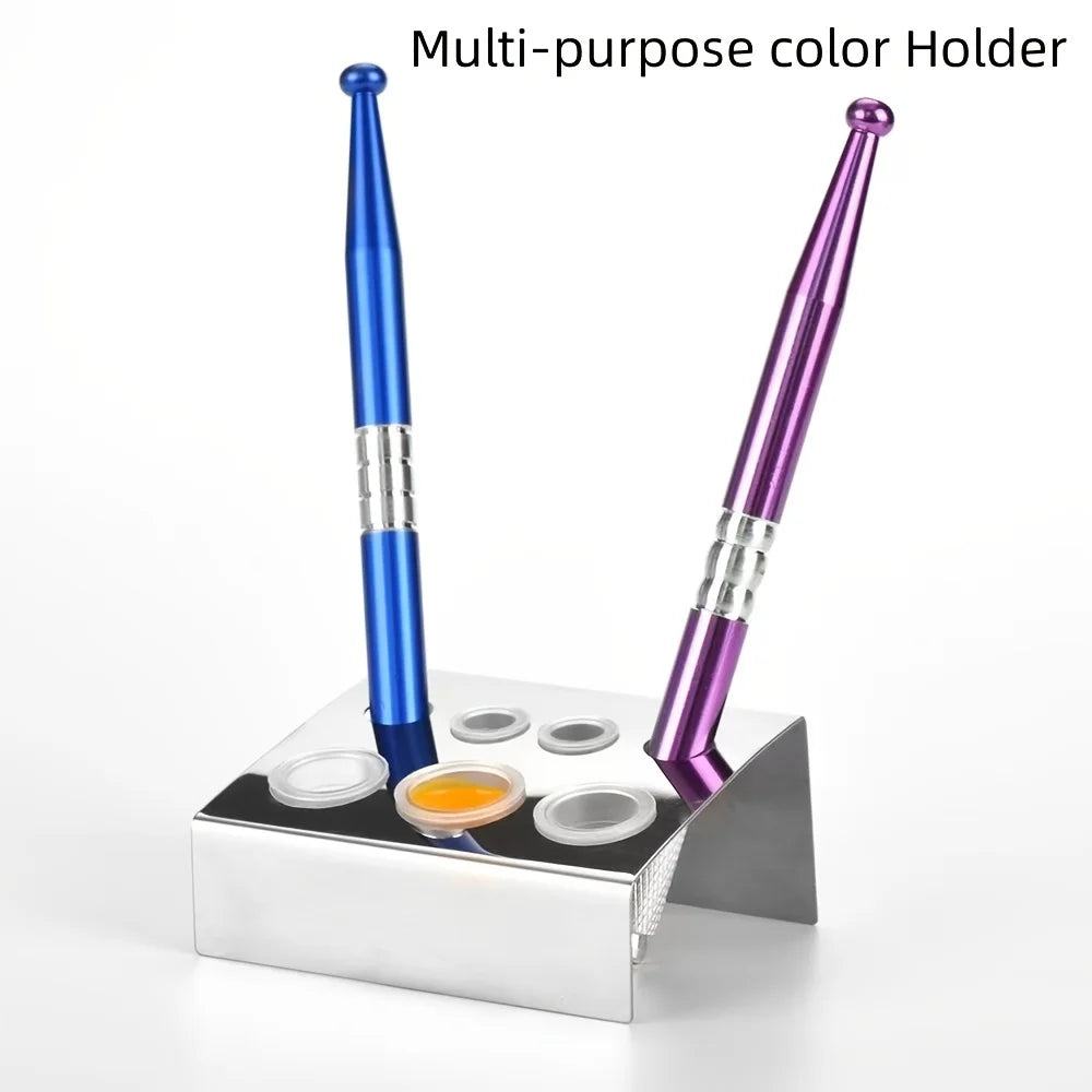 KVM 1Pc Stainless Steel 7 Holes Container Stand Tattoo Ink Pigment Cups Cap Stand Holder Storage Container for Permanent Makeup