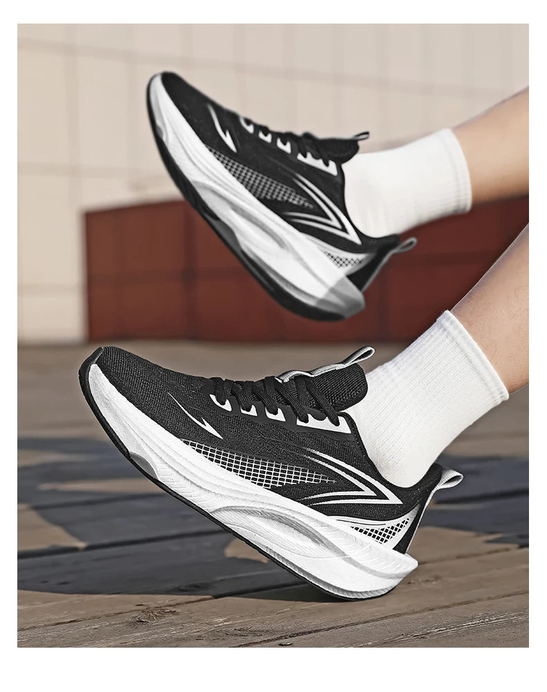Lightweight Men's Running Sneakers Carbon Board Speciality Marathon Men Sports Breathable Walking Athletic Nonskid Sneakers Man