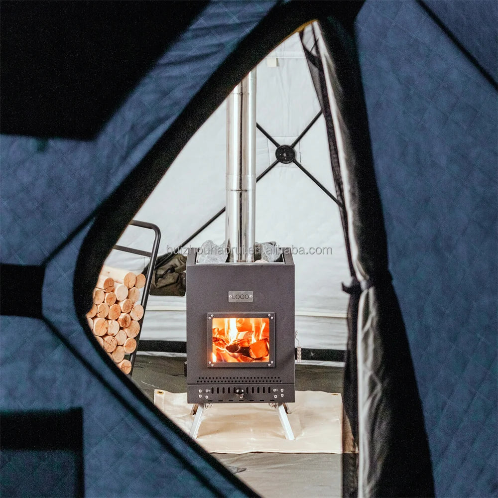 Stainless Steel Sauna Stove Picnic Camping Tent Wood-burning Heating Stove Household Folding Portable Firewood Sauna Stove