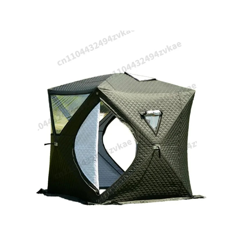 Winter Outdoor Pop Up Windproof Thickened Cold Resistant Sauna Room Portable Square Large Ice Fishing House Tent