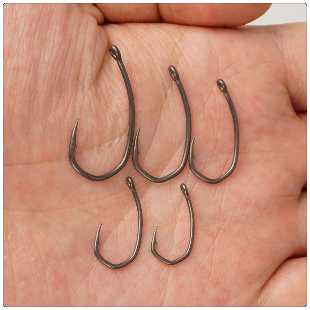 Hirisi 8041 50Pcs PTFE Coated Fish Hook High Carbon Stainless Steel Anti-Rust Sharp Point Barbed With Eye for Fishing Accessory