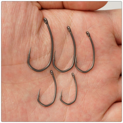 Hirisi 8041 50Pcs PTFE Coated Fish Hook High Carbon Stainless Steel Anti-Rust Sharp Point Barbed With Eye for Fishing Accessory