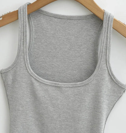 Summer U-neck Sculpted Square Neck Tank Top for Women New 2025 Fashionable Sleeveless Top