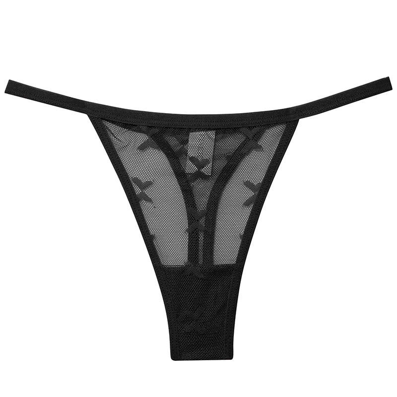 2PCS/Set Mesh G-String Women's Panties Transparent Underwear Women Seamless Thong Female Underpants Intimates Lingerie S-XL