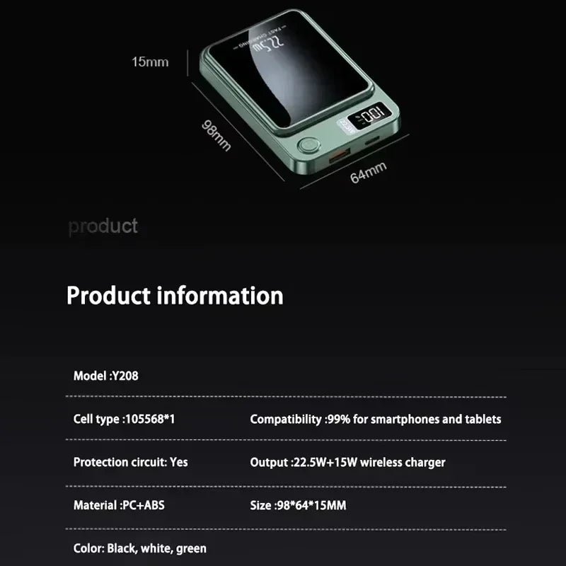 Lenovo New 500000mAh Magnetic Wireless Power Bank Super Fast Charging LED Display Digital for MagSafe For iPhone Huawei Xiaomi