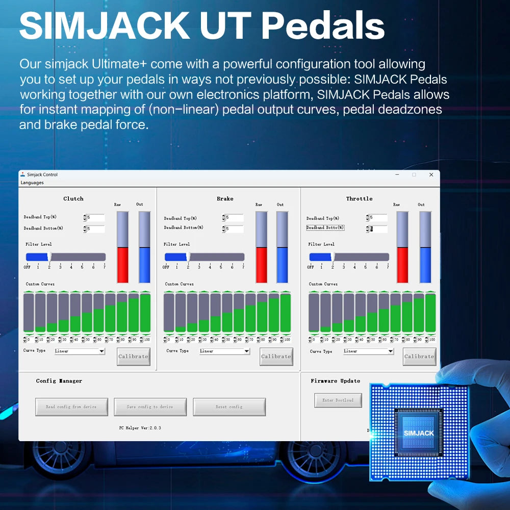 SIMJACK Ultimate Pedals Sim Racing Pedals PC Racing Simulator Pressure Sensor Load Cell HE Hydraulic Pedal
