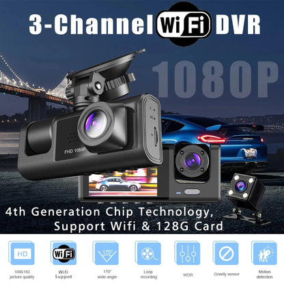 Wifi 3 Channel Dash Cam Three Way Car DVR Inside Vehicle Camera DVRs Recorder HD 1080P Video Mini Registrator Dashcam Camcord