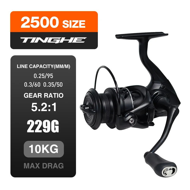 SEASIR TINGHE Spinning Fiskerulle – Max 20kg Drag, 5.2:1, Saltvattensskyddad, Aluminiumhandtag, 2500–6000