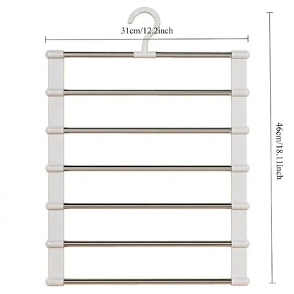 Multi-Layer Pants Hanger Space Saving Closet Organizer Foldable Trousers Clothes Rack Wardrobe Storage with Non Slip Clips