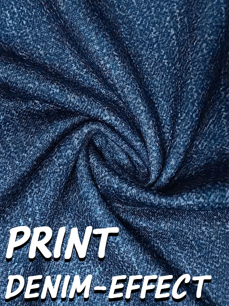 1136 [Printed Leggings - Not Faux Denim Fabric]Printed Leggings - Non-Faux Denim Fabric, Women'S Three-Quarter Pants,