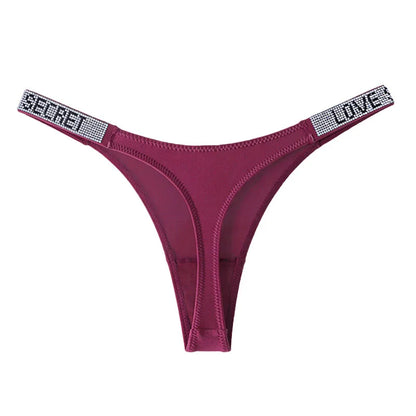 Lågskurna sexiga trosor med strass och bokstäver G-string sporttstring S-XL