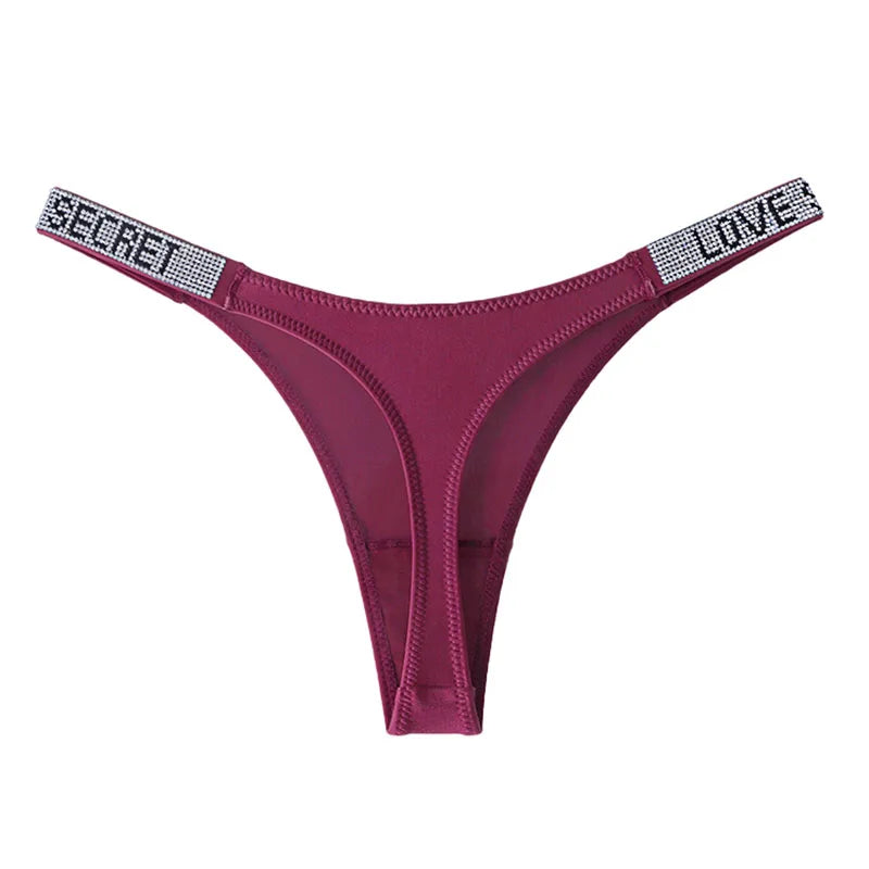 Lågskurna sexiga trosor med strass och bokstäver G-string sporttstring S-XL