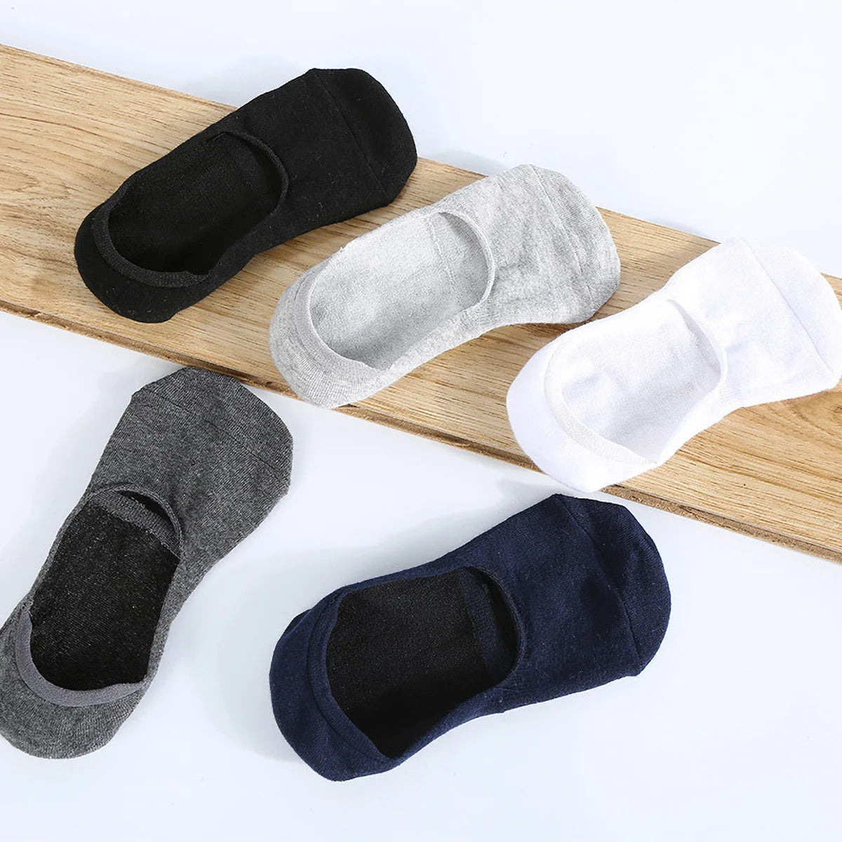 Herr Osynliga Strumpor 1/5-pack – Bomull Silikon Halkfria No-Show Andningsbara Sommar EU 38–43