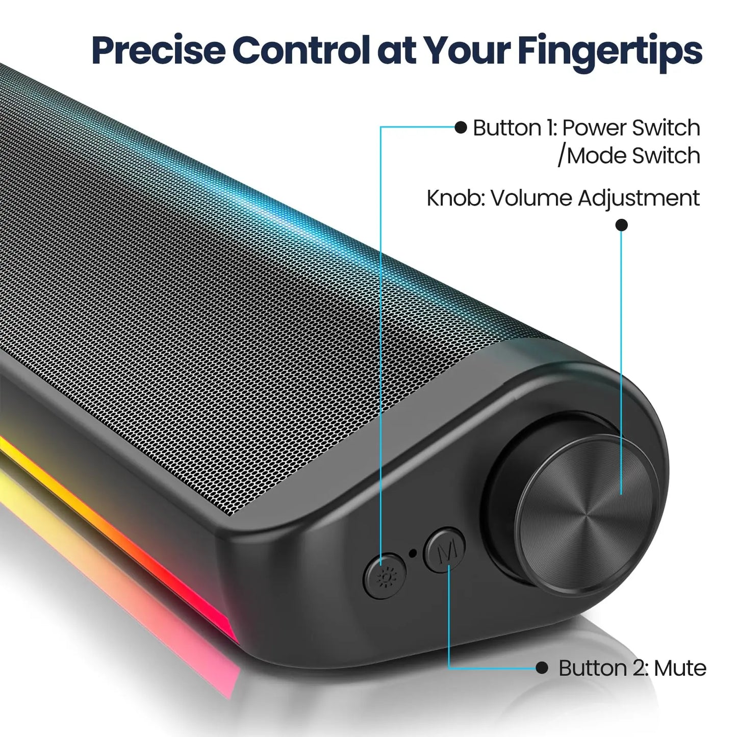 Wired Bluetooth Computer Speaker Soundbar Stereo RGB USB One Line Game Subwoofer For Laptop Notebook PC Music Player Loudspeaker