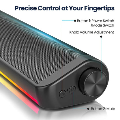 Wired Bluetooth Computer Speaker Soundbar Stereo RGB USB One Line Game Subwoofer For Laptop Notebook PC Music Player Loudspeaker