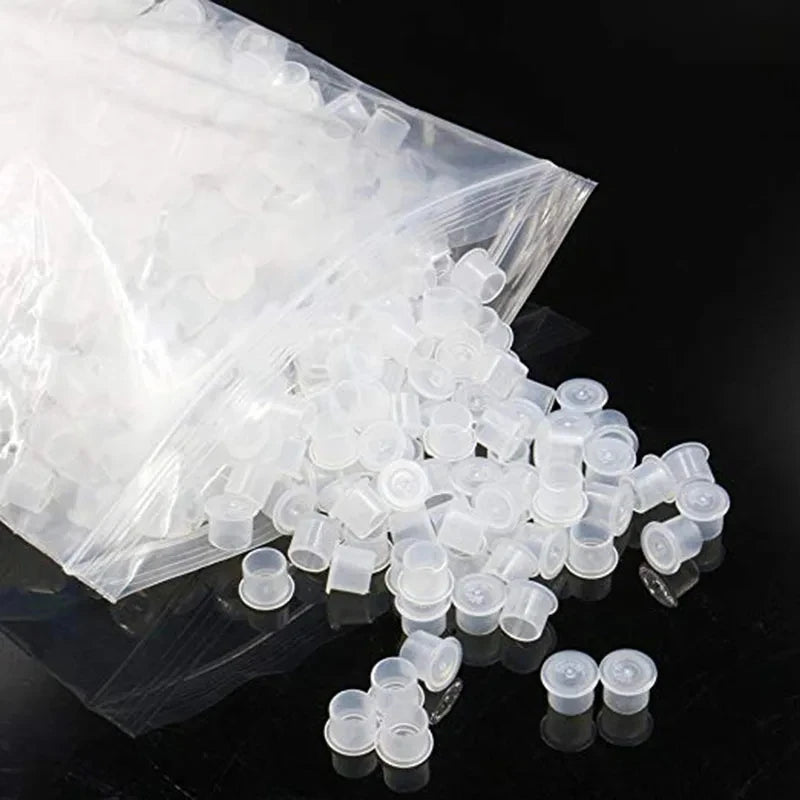 1000/500/100pcs Plastic Tattoo Ink Cups Caps with Base Clear Self Standing Ink Caps Tattoo Pigment Cups for Tattoo Ink Supply