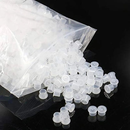 1000/500/100pcs Plastic Tattoo Ink Cups Caps with Base Clear Self Standing Ink Caps Tattoo Pigment Cups for Tattoo Ink Supply
