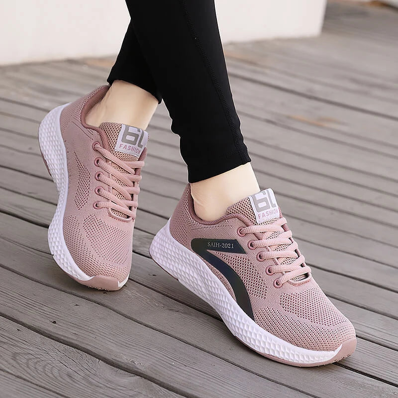 Dam sportskor i flyknit – Andningsbara, löpning, casual, snörning, storlek 35–42, 3 färger