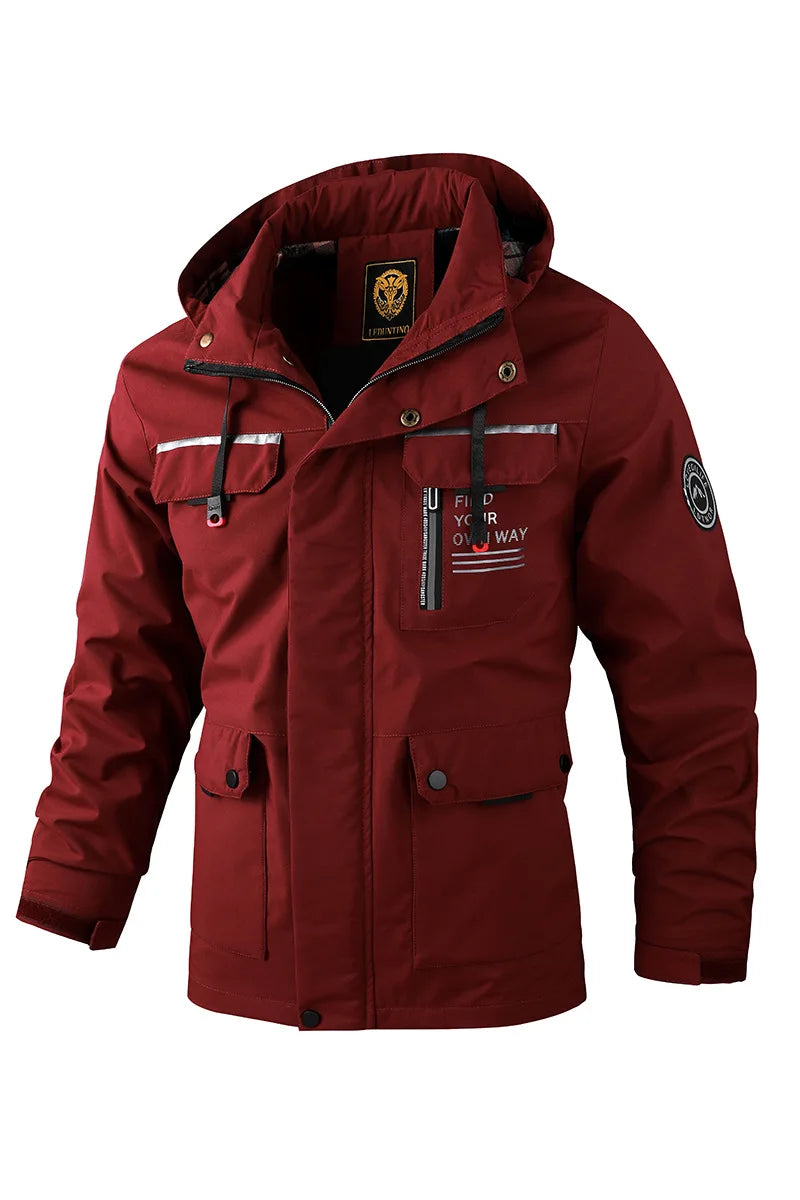 Vindtät Hoodie Jacka Herr – Vattentålig Softshell Vinterjacka Plus Size
