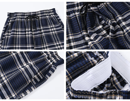 Men's 3Pcs Pajama Sleeping Pants Cotton Plaid Pjs, Long Plaid Print Sleepwear Pajama Pants with Elastic Waist Homewear