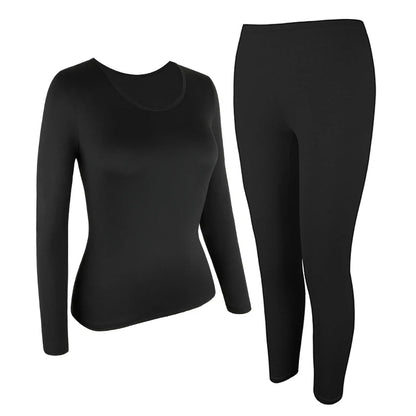 Thermal Underwear Set for Women Long Johns Base Layer Set Warm Top Bottom for Winter Round Neck Lingerie