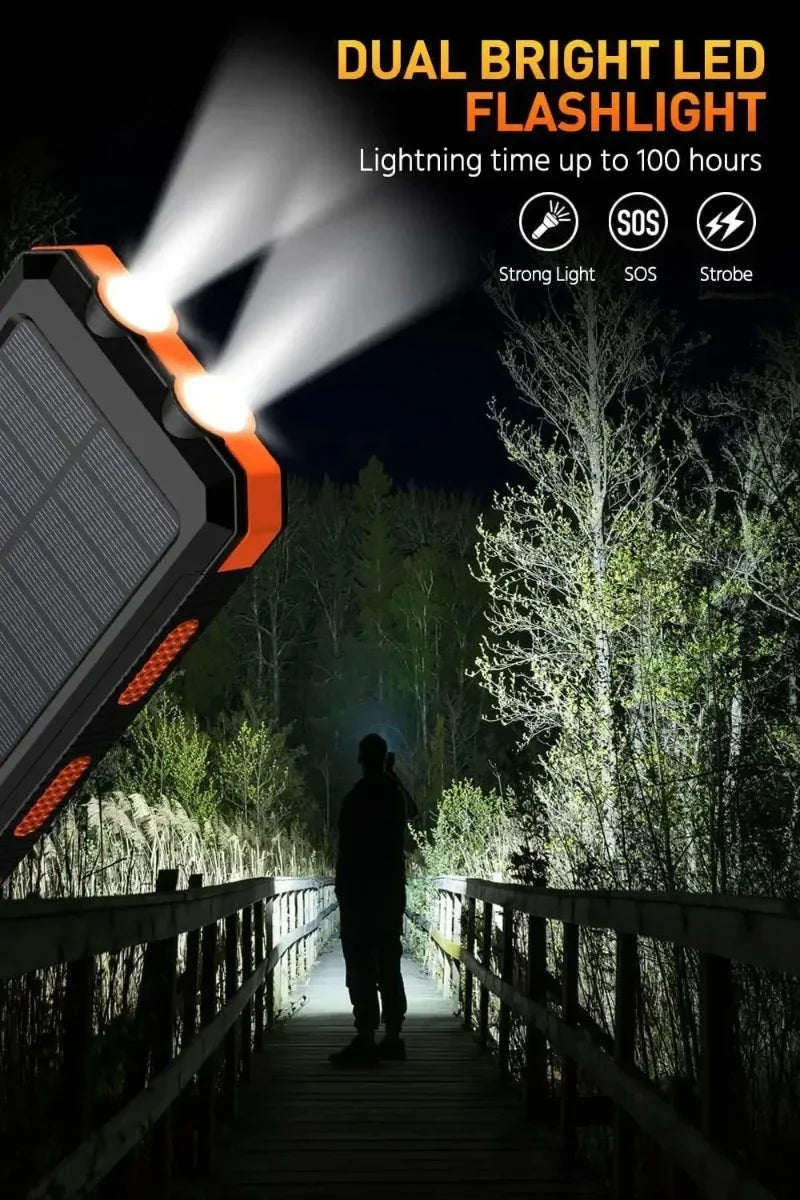 2026 New 200000mAh High Capacity Solar Power Bank Fast Charging USB-A/USB-C for IOS Android Portable Charger