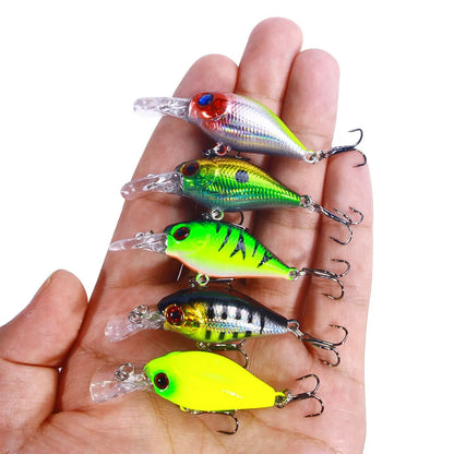 Topwater Crankbait Lures 5Pcs 4.4g 5cm Artificial Wobbler Bait For Bass Pike Rockfish Freshwater Fishing Tackle