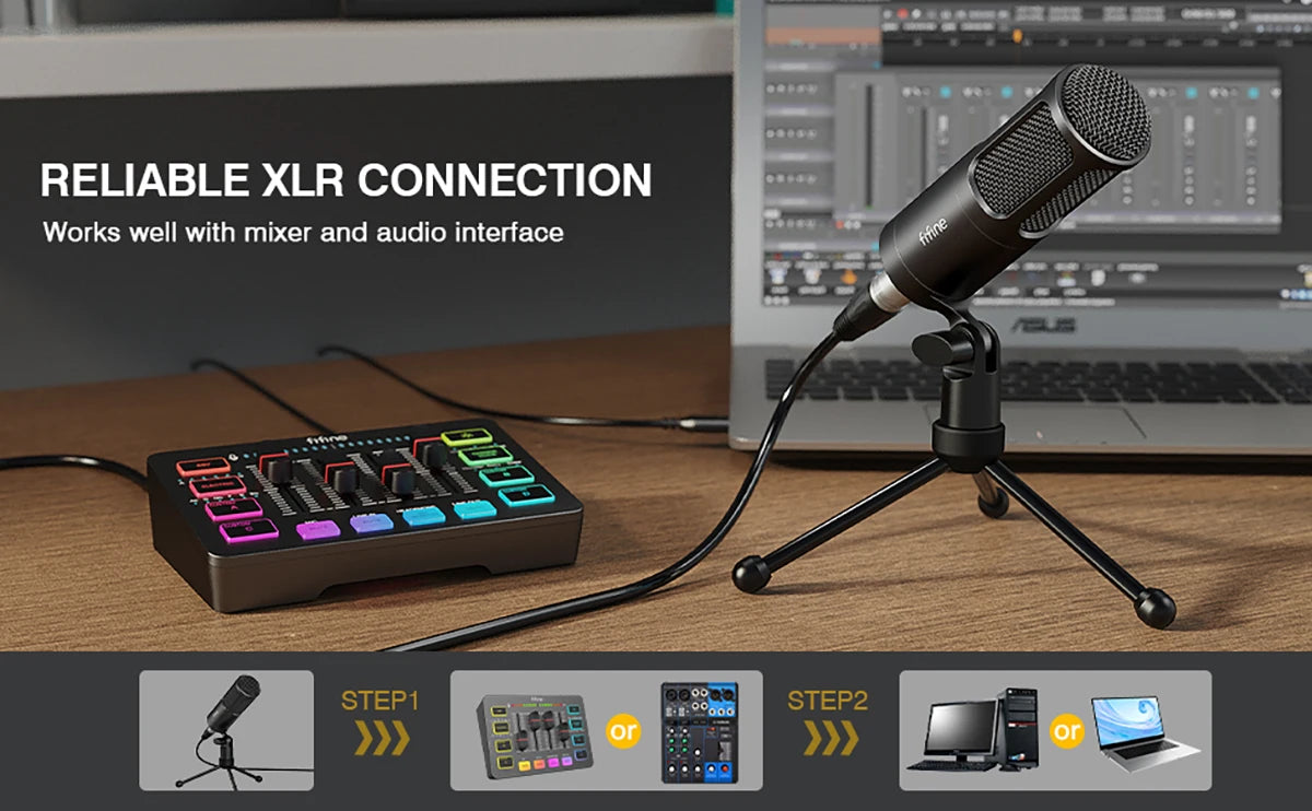 FIFINE XLR Dynamic Microphone,Vocal Podcast Mic with Cardioid Pattern, Metal Mic for Streaming/Dubbing/Video Recording,K669D