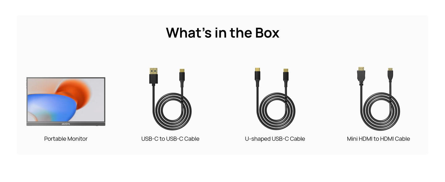 ARZOPA A1M Portabel Skärm 17,3" 1080P IPS – 100% sRGB HDR10 60Hz Inbyggt Stativ Dubbla Högtalare Aluminium USB-C HDMI