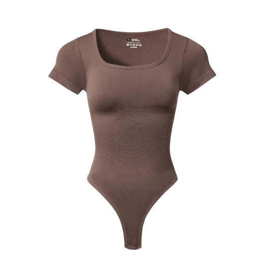 Dam Shapewear Bodysuit 2026 – Fyrkantig Hals Kortärmad Hög Midja Slimming, S–XXL