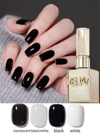 15ml Black And White Gel Nail Polish Starter Pure Soak Off No Wipe Nail Gel Polish Suitable For All Seasons, 4 Colors For Choose
