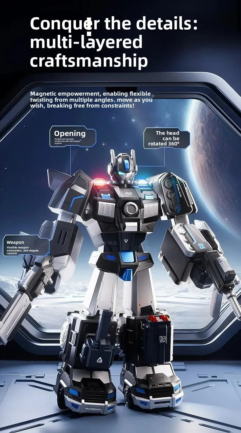 Magnetisk Transformerrobot – Polisbil Förvandlas till Giant Mecha-Robot Lysande Detaljer Pojkar 14+ År Hot Toys 2026
