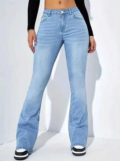 Hot Sale Women Stretch Thin Flared Jeans Lady Fashion High Waist Denim Pants Girls Korean Ins Fashion Straight Leg Trousers