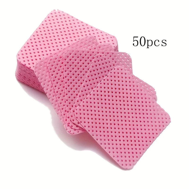50 Lint-Free Nail Wipes, Super Absorbent Nail Wipes for Removing Gel Polish, Eyelash Extensions, and Nail Preparation (White Pink)