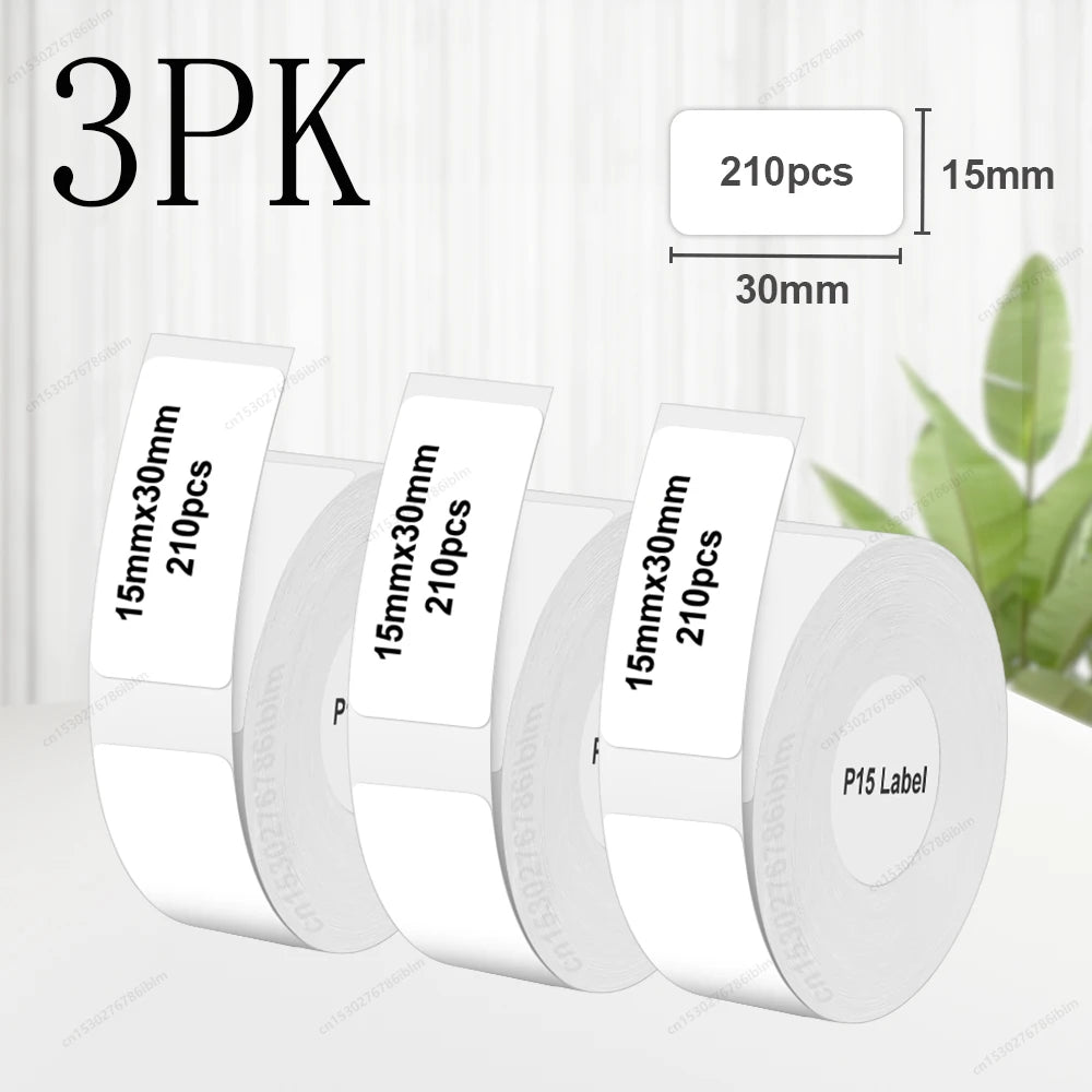Termiska Etikettrullar P15 – Kompatibla med Marklife P15 P12 Phomemo D30 DELI Q2 – Vit Rosa Gul Blå Transparent Kabel 3/5/10-pack 2026