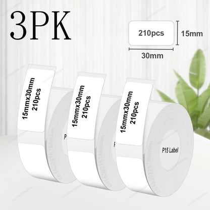 Termiska Etikettrullar P15 – Kompatibla med Marklife P15 P12 Phomemo D30 DELI Q2 – Vit Rosa Gul Blå Transparent Kabel 3/5/10-pack 2026