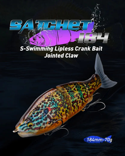 LEYDUN JOINTED CLAW SATCHET 184mm 2.5OZ Fishing Lures Joint Body Glide Swimbaits Floating Powerful S-Shaped Big Hard Baits Bass
