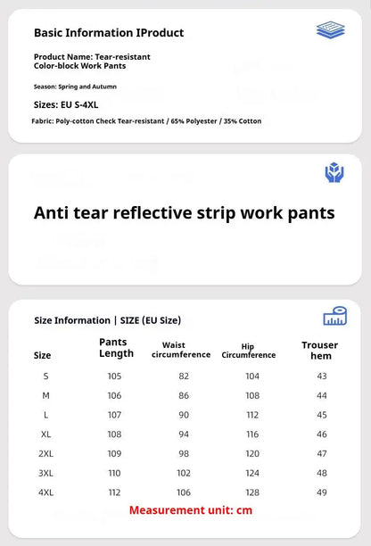 Spring Autumn Multi Pocket Men's Work Pants Wear Resistant Workshop Factory Construction Workers Clothes Reflective Strip Pants