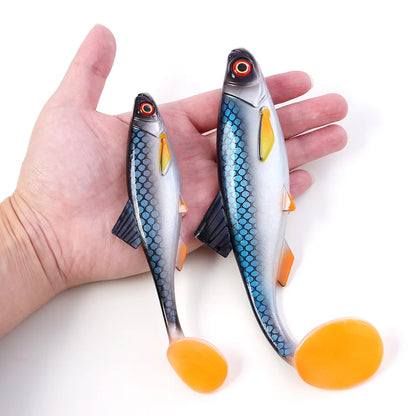 1pcs 26g 60g River Roach Fishing Lure Soft Bait T Paddle Tail Baitfish Shad Strike Silicone Plastic Swimbait Wobbler Pike Bass