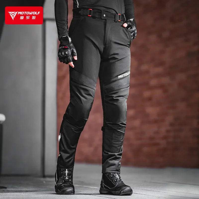 Motowolf CE-certifierade motorcykelbyxor sommar ventilerande mesh ridbyxor reflexband bikerbyxor för män kvinnor