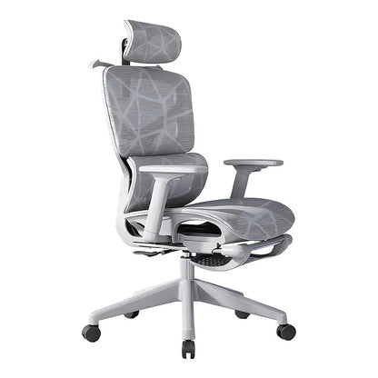 Ergonomic Office Chair with Footrest, 3D Adjustable Headrest & Armrests, Elastic Lumbar Support, Breathable Mesh High Back, 90°-135° Reclining Swivel Chair for Home Office