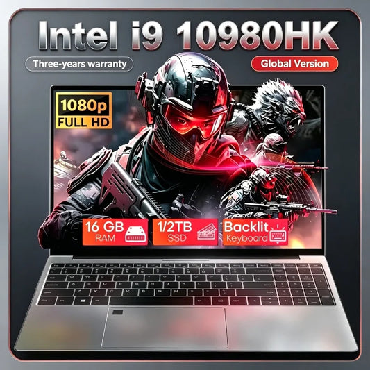 LENO 15,6" Gaming Laptop Intel Core i9-10980HK 16/32GB RAM Upp till 2TB SSD – Win 11 Pro Fingeravtryck Bakbelyst Tangentbord FHD IPS