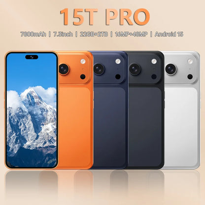 Cellphones 15T Pro Original Face Recognition Android 15 Mobile Phones 5G Dual Card 7800mAh 7.3 inch Global Version Unlocked Smartphone